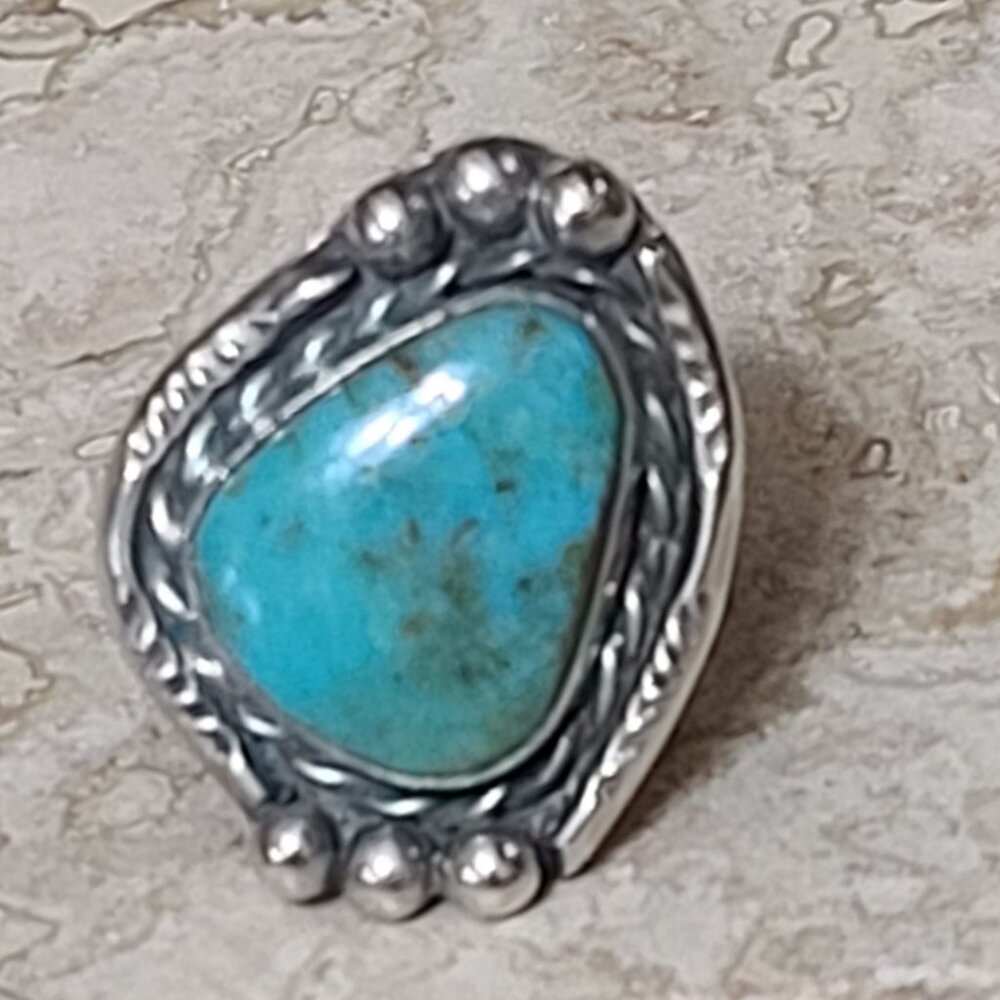 VintageTurquoise & Sterling Silver Navajo Ring Size 6 1/2